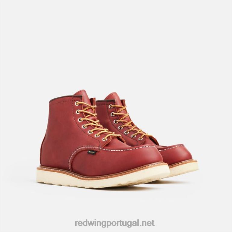 ruivoRed Wing Heritage - estilo 1907 Classic Moc bota masculina de 6 polegadas em couro áspero e resistente F2TL2171