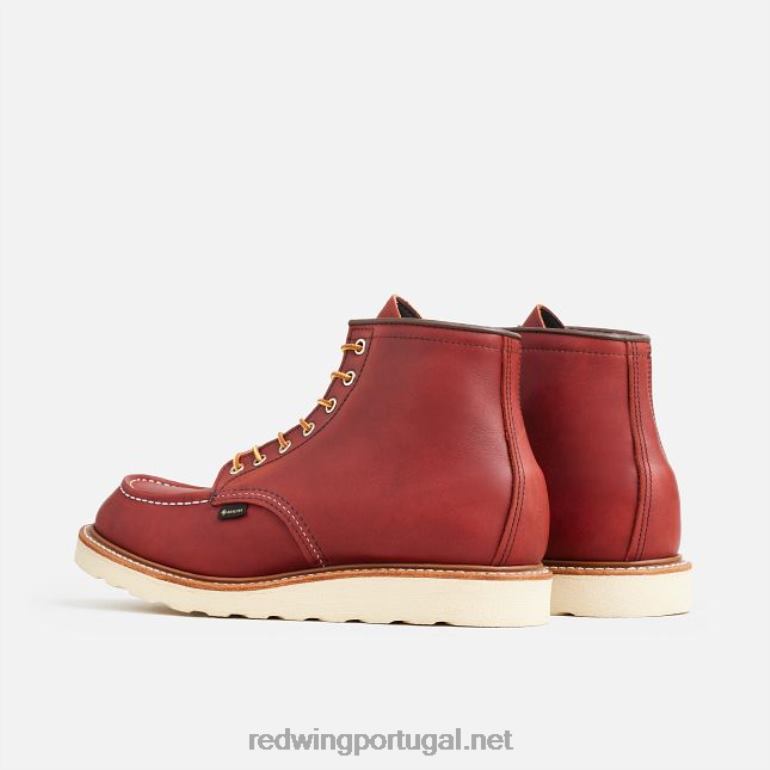 ruivoRed Wing Heritage - estilo 1907 Classic Moc bota masculina de 6 polegadas em couro áspero e resistente F2TL2171