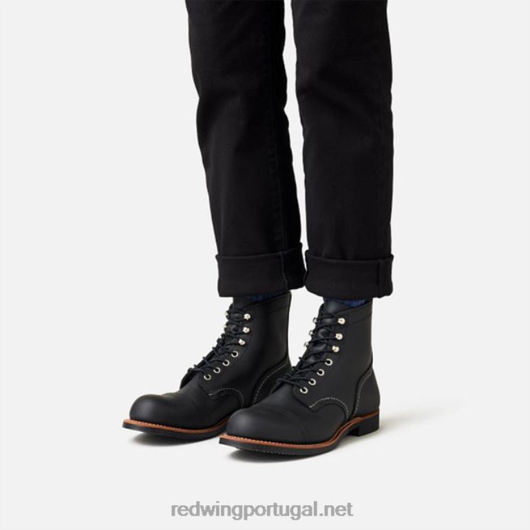 pretoRed Wing Heritage - estilo 8111 Iron Ranger bota masculina de 6 polegadas em couro arnês F2TL2167