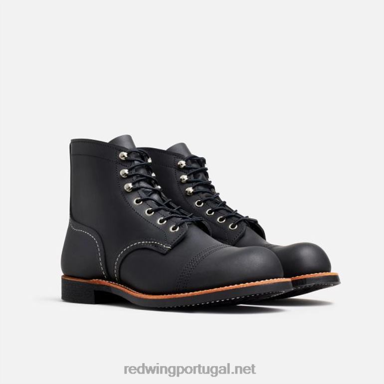 pretoRed Wing Heritage - estilo 8111 Iron Ranger bota masculina de 6 polegadas em couro arnês F2TL2167