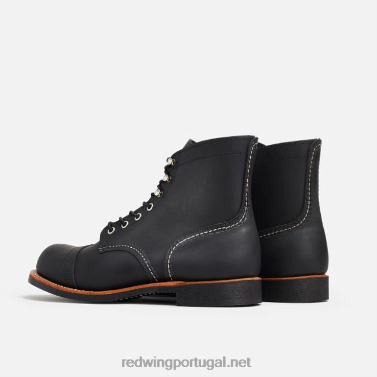 pretoRed Wing Heritage - estilo 8111 Iron Ranger bota masculina de 6 polegadas em couro arnês F2TL2167