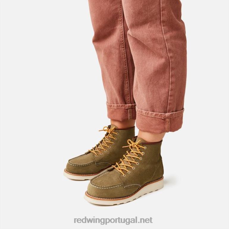 OlivaRed Wing Heritage - estilo 3417 Bota feminina clássica moc de 6 polegadas em couro bluff F2TL2195