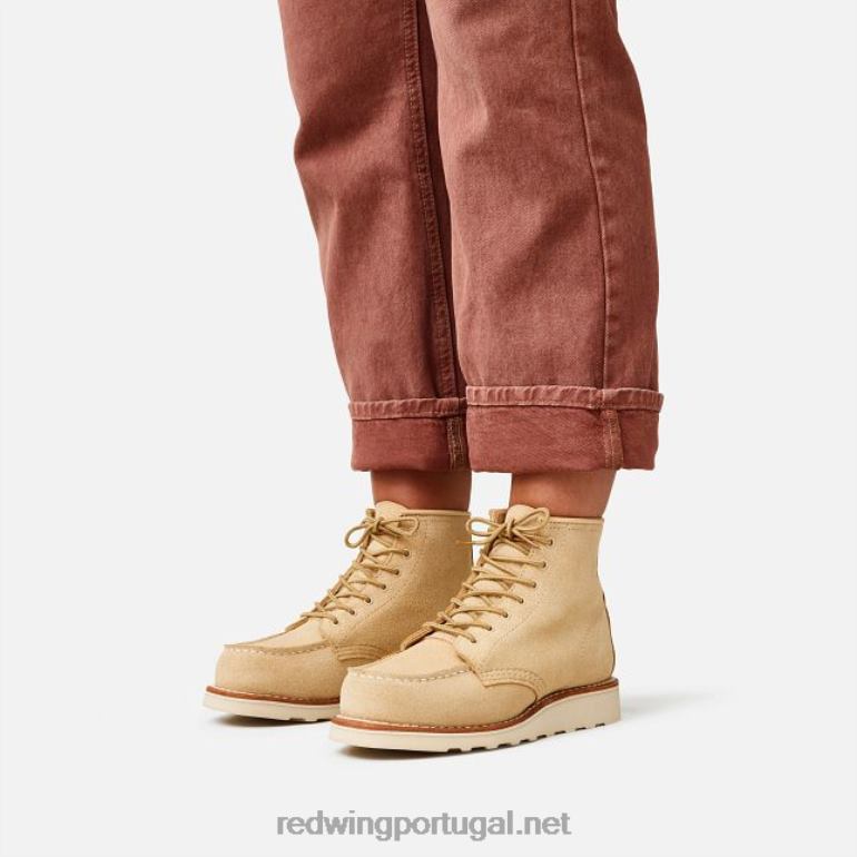 cremeRed Wing Heritage - estilo 3380 Bota feminina clássica moc de 6 polegadas em couro border F2TL2193