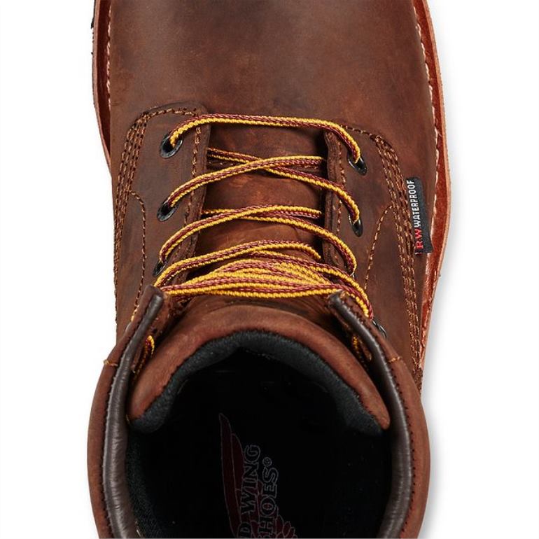 marromRed Wing Bota de segurança masculina work - style 6617 tradesman de 6 polegadas com zíper lateral à prova d'água F2TL285