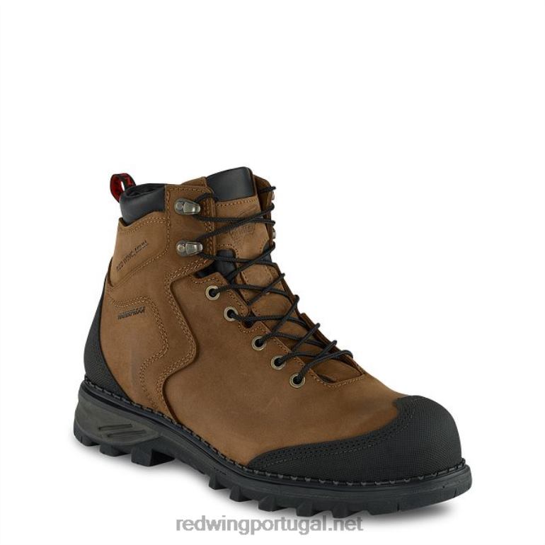 marromRed Wing Bota masculina de segurança à prova d'água de 6 polegadas estilo 2415 com tração para trabalho F2TL2109