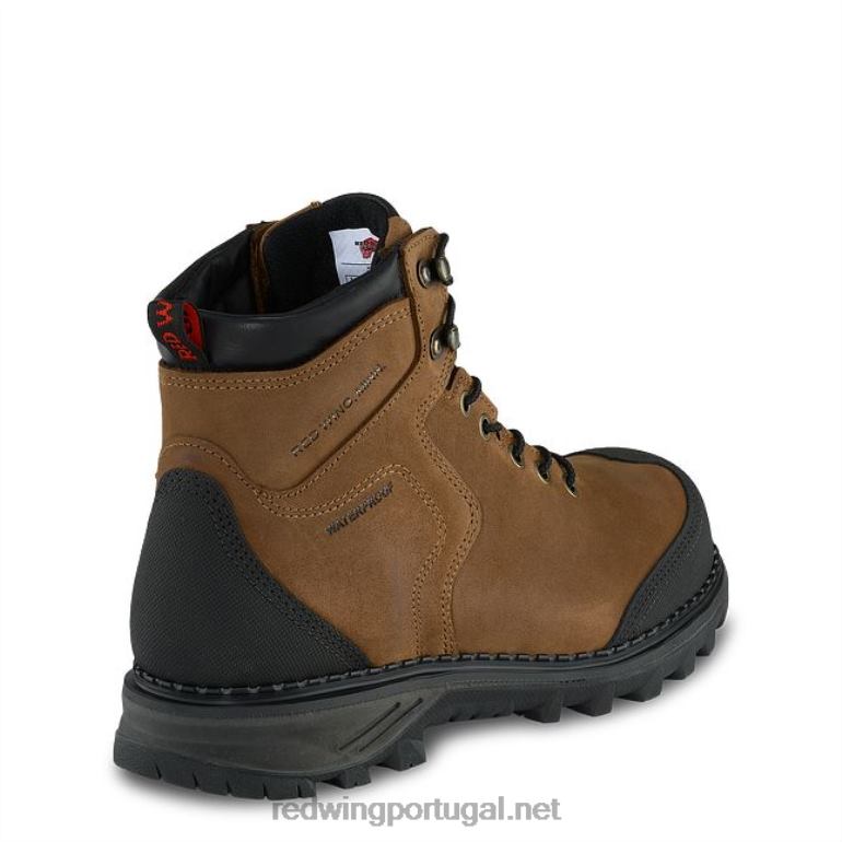 marromRed Wing Bota masculina de segurança à prova d'água de 6 polegadas estilo 2415 com tração para trabalho F2TL2109