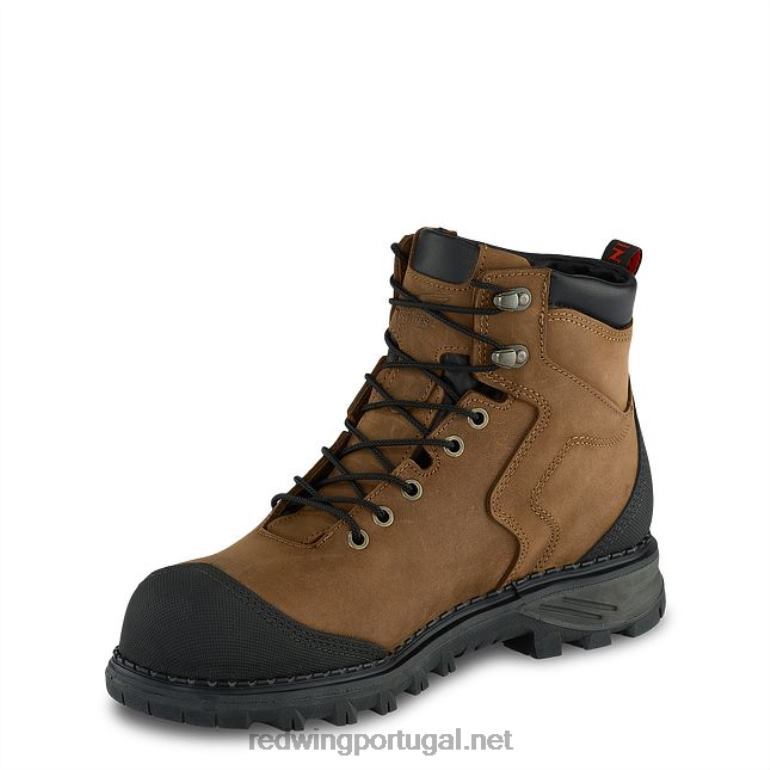marromRed Wing Bota masculina de segurança à prova d'água de 6 polegadas estilo 2415 com tração para trabalho F2TL2109