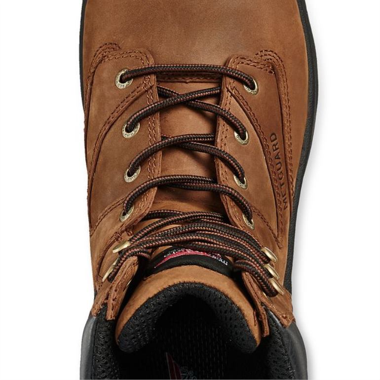 marromRed Wing Bota metguard masculina estilo 4433 supersole de segurança à prova d'água de 6 polegadas F2TL287